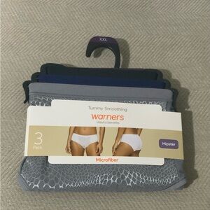 Women’s Warner's 3-Pack Hipster Panties in Gray, Blue, Black